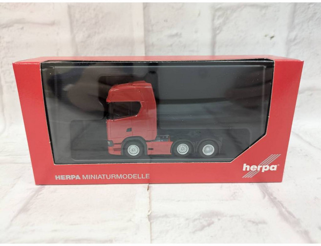 Herpa Scania CS 20 HD 6X2 三軸曳引車 模型 素面紅, 1個
