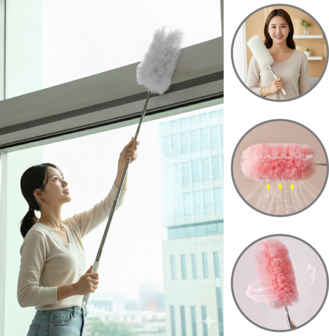 [킹탈탈] 일회용 길이조절 정전기 청소포 먼지털이 먼지떨이개 대용량 20P, 1박스, 화이트