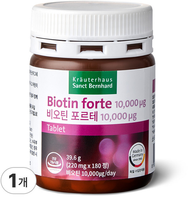 독일산 비오틴 10000 식약처인증 건강기능식품 바이오틴, 1개, 180정