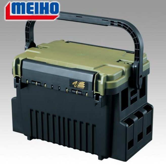 메이호 VS-7090N 태클박스 (BM5000사이즈와 동일) 낚시수납함 보조가방 케이스, 블랙 (카키뚜껑), 1개