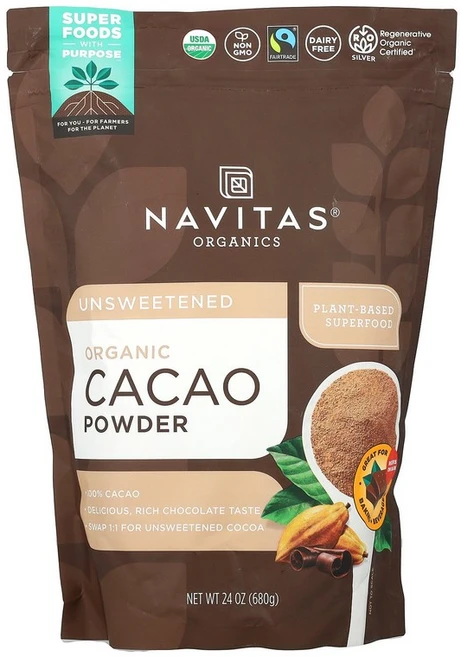 Navitas s Cacao Powder Unsweetened 24 oz (680 g), 680 g, 1개, 680g - 쿠팡