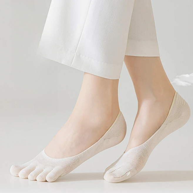 자오자오 고급 여자 발가락 양말 봄 여름 가을 페이크 삭스 통풍 메쉬 5켤레 세트