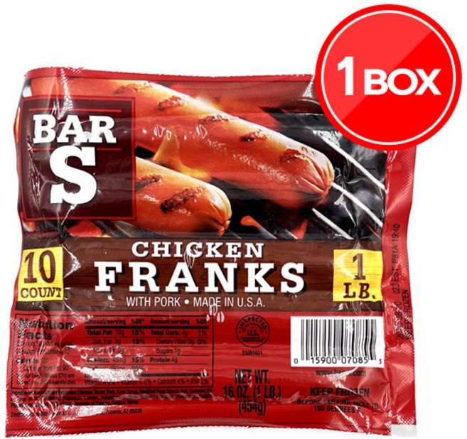 바스 치킨 프랑크 소세지 454g 업소용 부대찌개 재료 핫도그 캠핑요리, 24개