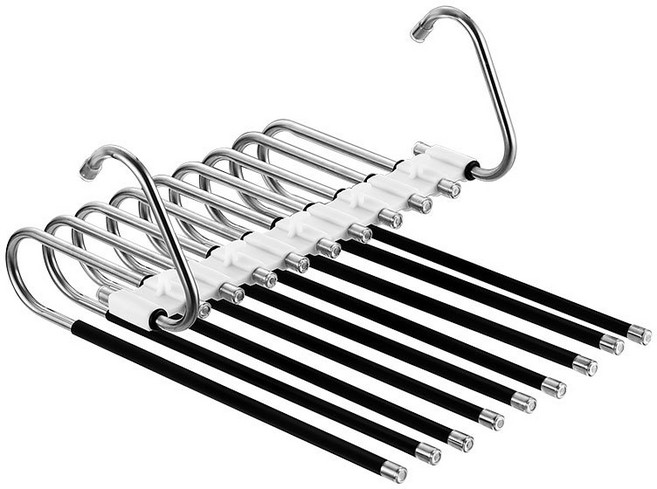 스테인리스 논슬립 접이식 바지걸이, 실버, 1개