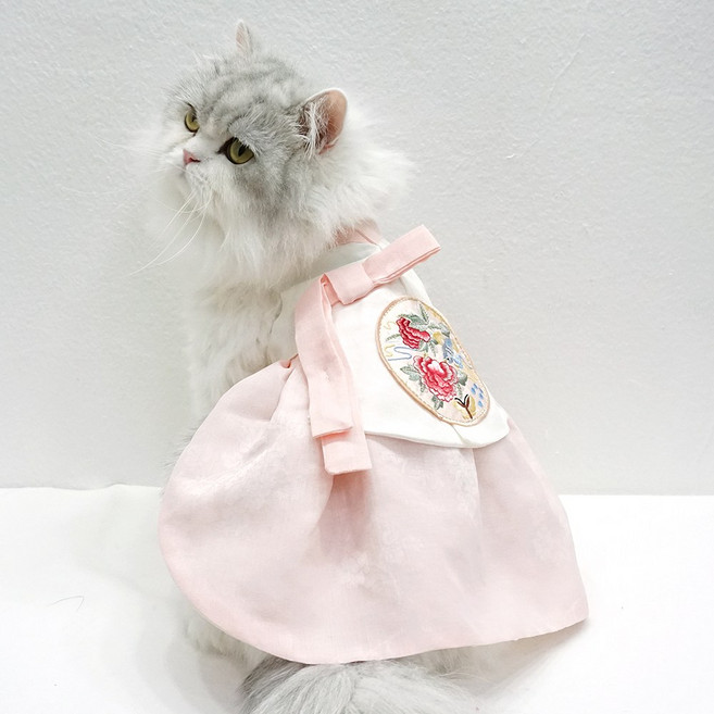 호나미네 고양이한복 강아지한복 목련 공주 한복, 핑크, 1개