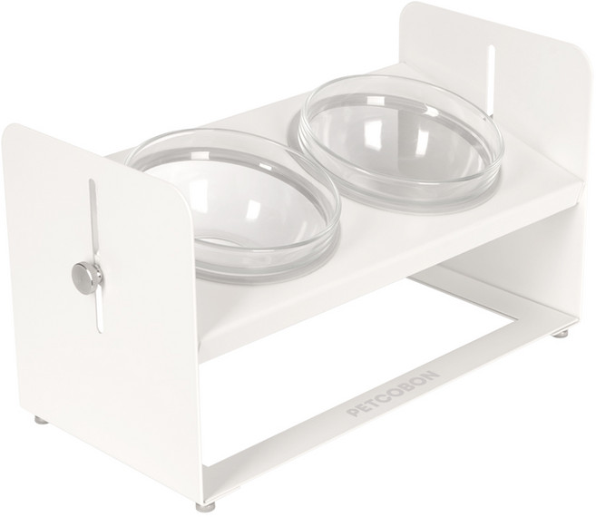 펫코본 스틸프레임 반려동물 식기 높이 각도 조절 2구, 1개, 2구 유리 그릇