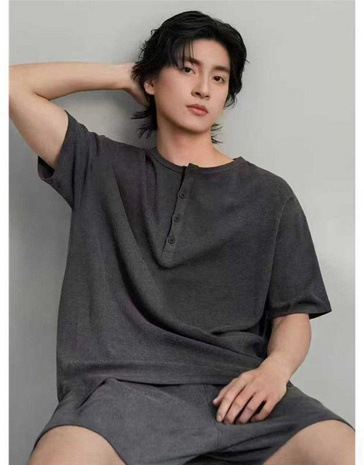 男士夏季純棉短袖短褲家居服套裝