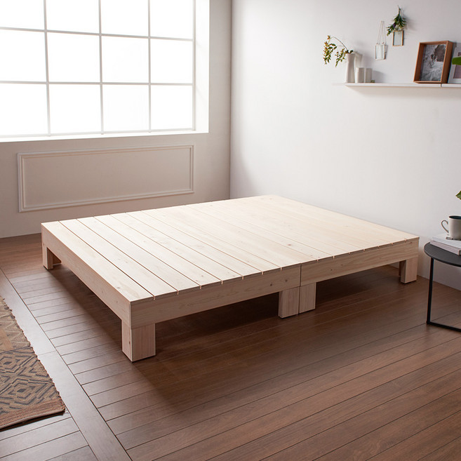 동서가구 에리 히노끼 편백나무 100% 프레임 평상형 원목 침대 슈퍼싱글 SS (매트제외) DF640332, 내추럴