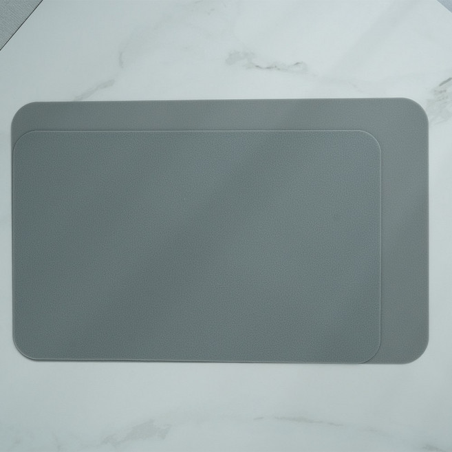 (1+1) 꿈꾸는 리빙 국산 실리콘 식탁매트 직사각 테이블매트 세트 방열 미끄럼방지, 2개, 중형, 그레이