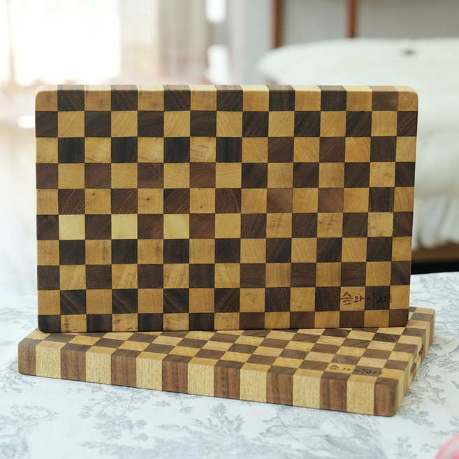 숲과사람들 레인트리 엔드그레인 체크 원목 도마, 체크패턴, 1개