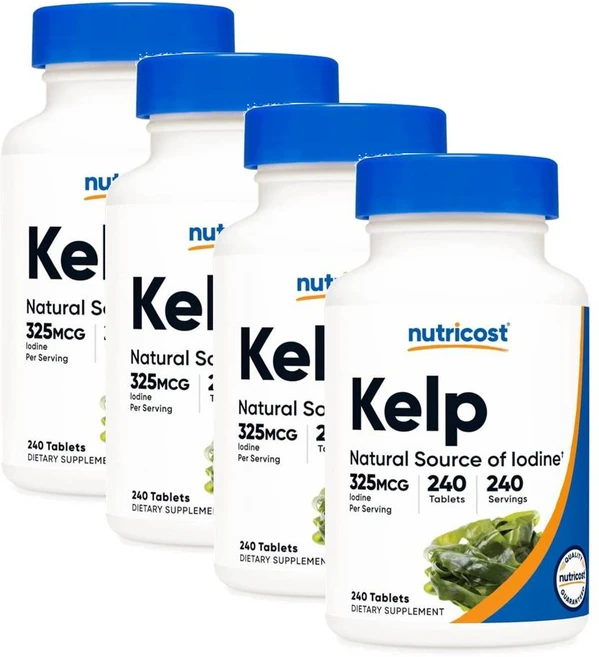 미국 뉴트리코스트 Nutricost Kelp Tablets 켈프 아이오딘 325mcg, 240정, 4개 - 쿠팡