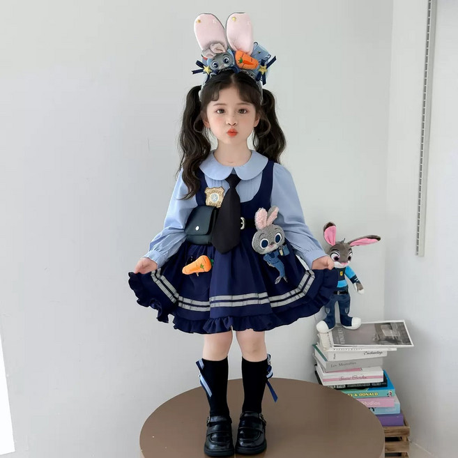 라움리에 여아 주토피아 주디 닉 코스프레 공주 드레스 원피스