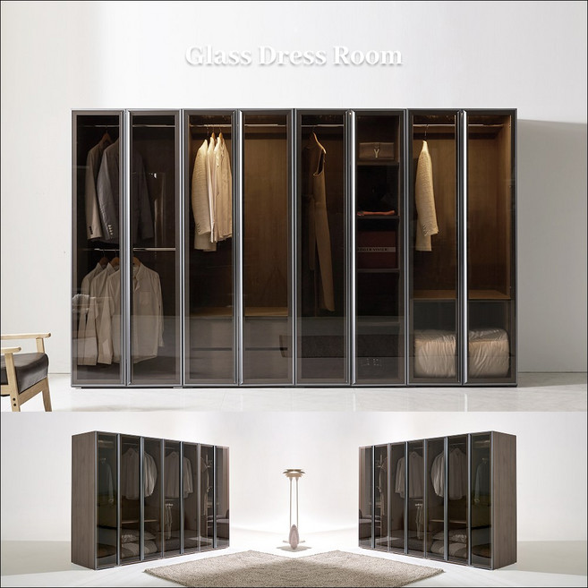 3200mm 디스플레이장 브론즈 4통 공장직영, 그레이/흑니켈, #1 양복장+서랍장+수납장+이불장