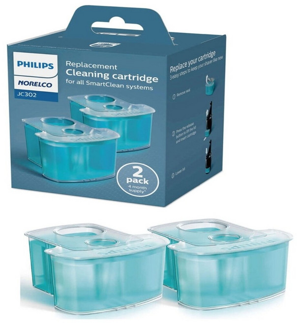 전기면도기세척액 면도기세척액 JC302 필립스 세정액 교체용 카트리지1개 2팩, JC302/51