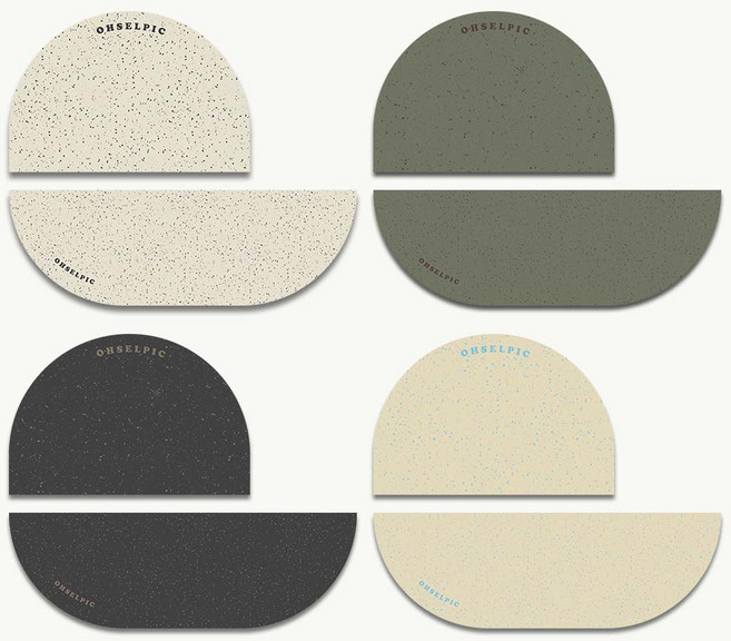 오셀픽 2종세트 오브제 반원형 빨아쓰는 규조토 발매트, 1세트, 그리너리