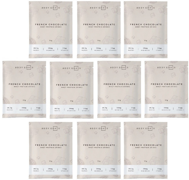 Body Goals 多效乳清蛋白飲 隨手包 法式可可口味, 31g, 10個