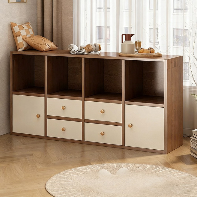 다단 오픈형 수납장 장난감 책 정리 선반 거실 아이방 정리함, 3단, 갈색