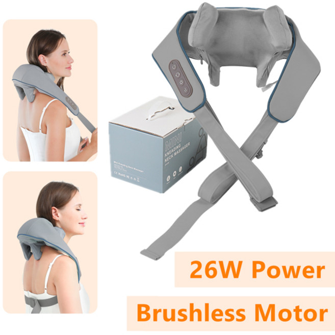 Foreverlily 26W 브러시리스 모터 고출력 목 어깨 마사지기 무선 목어깨 목어깨마사지기 충전식 안마기 마사지베개 마사지 목안마기 목마사지기 안마 어깨안마기 어깨마사지기 등, 26W-Grey, 1개