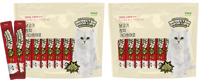 푸르미 고양이 몬스터굿라이프 대용량 짜먹는 간식 30p, 참치, 35g, 60개