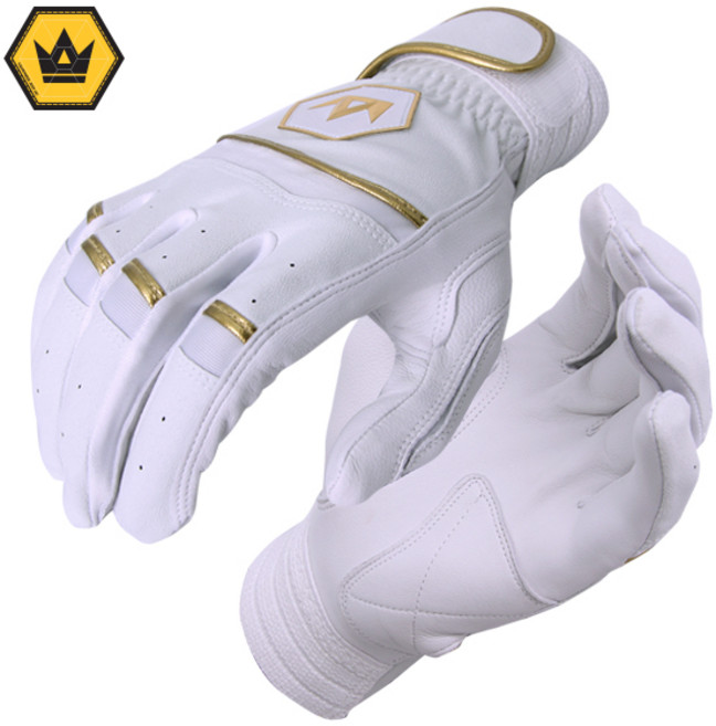 크라운비 커스텀 골드에디션 천연양피 배팅장갑 야구장갑, 화이트골드, 1개