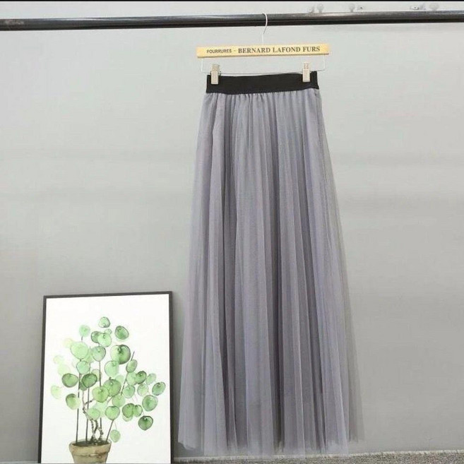 網紗半身裙 中長款褶皺紗裙