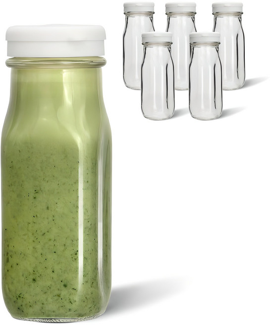 미르코리아 헥사 실리콘 사각 보틀 유리병 화이트, 240ml, 6개