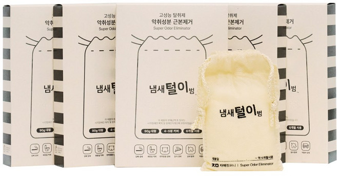 냄새털이범 6개월 사용하는 초강력 탈취제, 90g, 5개
