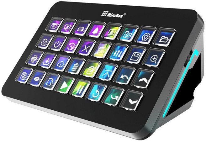 Mirabox XL 비주얼 콘솔 매크로 키보드(32키 포함) PC 프로그래밍 가능 Streamdeck 현장 중앙 제어 게임 액세서리, 검은색