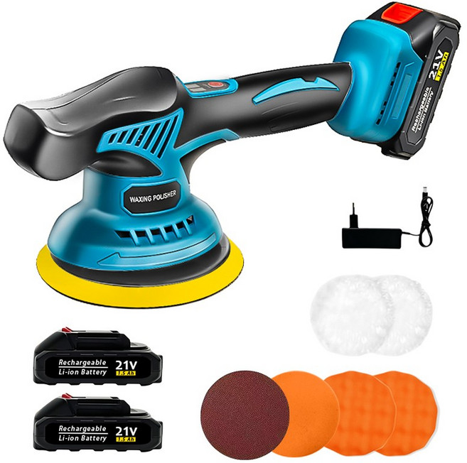 [국내발송] VoltMate독일 21V 다기능무선 차량용 광택기 세트 자동차/가죽/바닥의 왁싱 폴리싱 미러 환원 배터리 두 개, TZLCPNR9SR