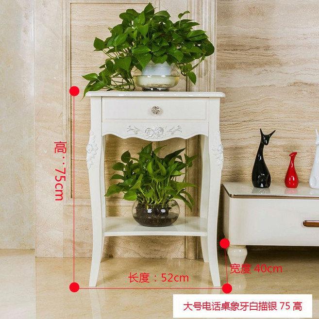 엔틱 미니콘솔 빈티지 콘솔 현관 장식장 화장대 선반 테이블 북유럽 협탁 서랍 사이드 장식, 아이보리 실버 75cm