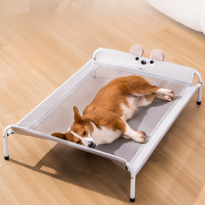 모모비 반려동물 쿨링 메시 해먹 침대, 1개, 연그레이