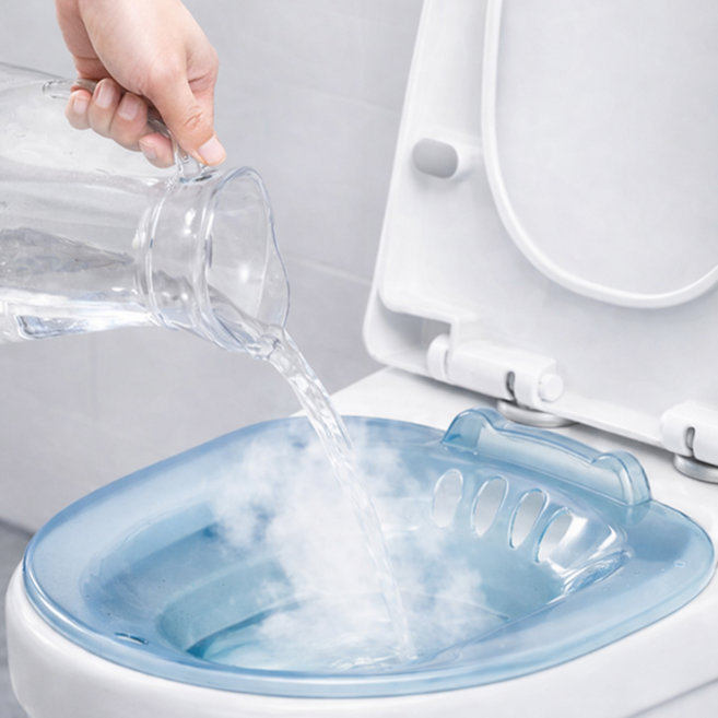 모타모타 치질 변비 케어 가정용 좌욕기 임산부 좌욕대야, 클리어블루, 1개