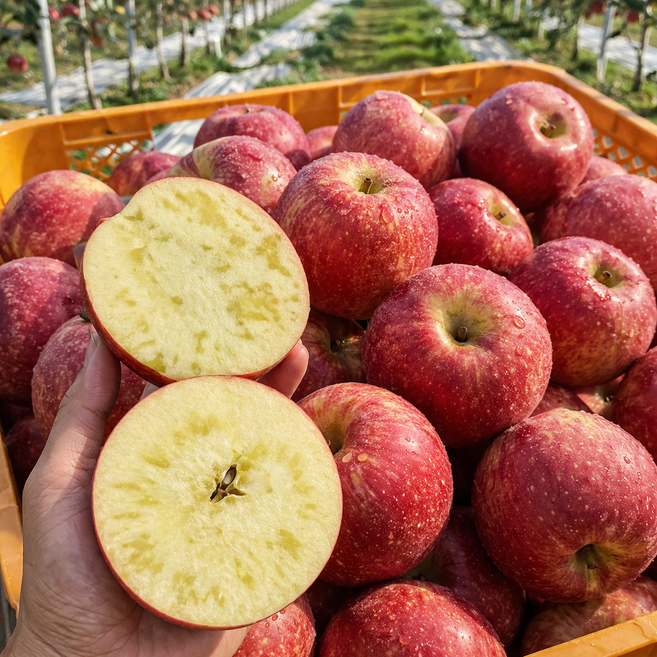 [1박스+1박스 총 10키로] 청송 달콤폭발 아삭한 세척된 햇부사 사과 5KG 대과, 1박스, 10KG