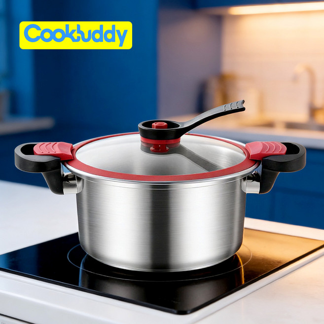 CookBuddy 304 스텐 저압냄비 압력밥솥 인덕션 3-4인용 압력솥, 1개, 은, 3.5L