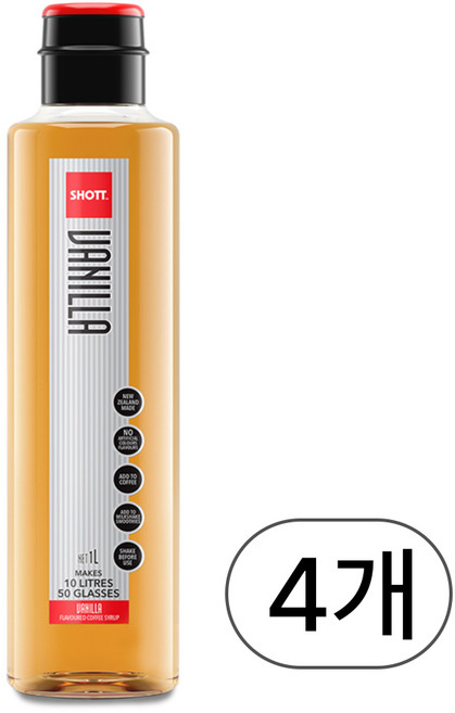 SHOTT 샷 시럽 바닐라 네병 1000ml, 4개, 1L