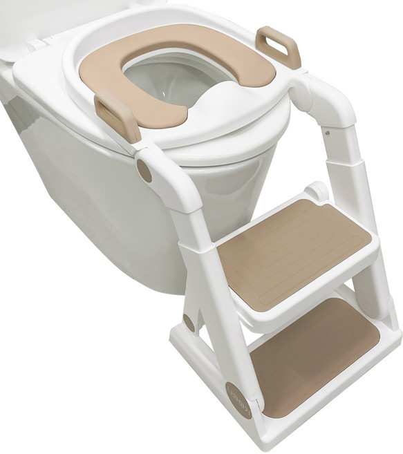 나와아기 사다리 변기커버 PLUS 접이식 아기변기 계단, 브라운