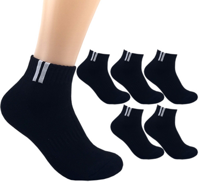 더베이직 남성용 국산 두꺼운 이중쿠션 챔프 스포츠 단목 양말 6켤레, 블랙, 6개