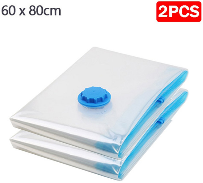 1/5Pcs 진공 보관 가방 펌프가있는 공간 보호기 가방 의류 용 진공 팩 보관 주최자 가방 재사용 가능한 가방 더블 지퍼 인감, 2pcs 60 x 80cm