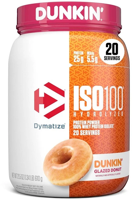 DYMAT 매트IZE DyMAT 매트ize ISO100 가수분해 단백질 파우더 100% 분리 유청 단백질 25g BCAA 5.5g 글루텐 프리 빠른 흡수 쉬운 소화, Dunkin' Glazed Donut, 1개 - 쿠팡
