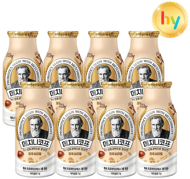 hy 한국야쿠르트 메치니코프 오곡 씨리얼 요구르트, 8개, 140ml
