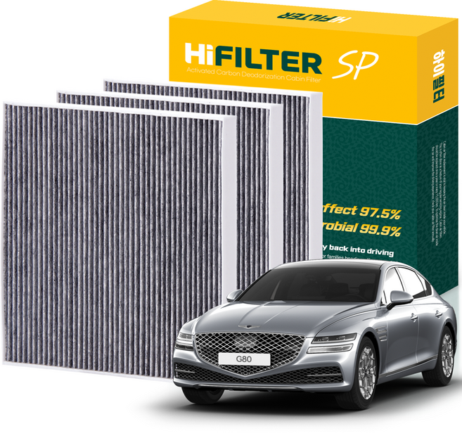 하이필터 현대 자동차 제네시스 활성탄 에어컨필터, 3개, 제네시스 G80 (RG3) HI-N014