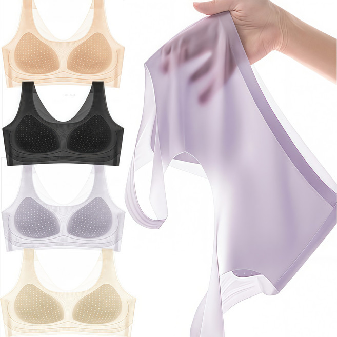 ROOICE 여성속옷 아이스브라 고정컵 노와이어 심리스 4종세트 브래지어 4P SHUANGJ