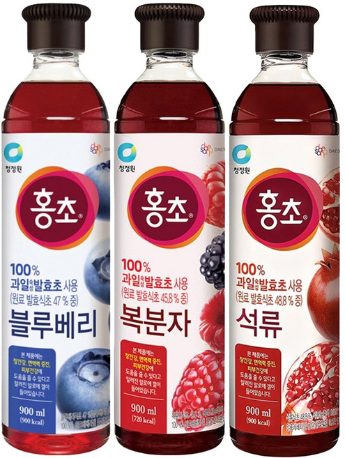 청정원 홍초 블루베리 + 복분자 + 석류, 1세트, 2.7L