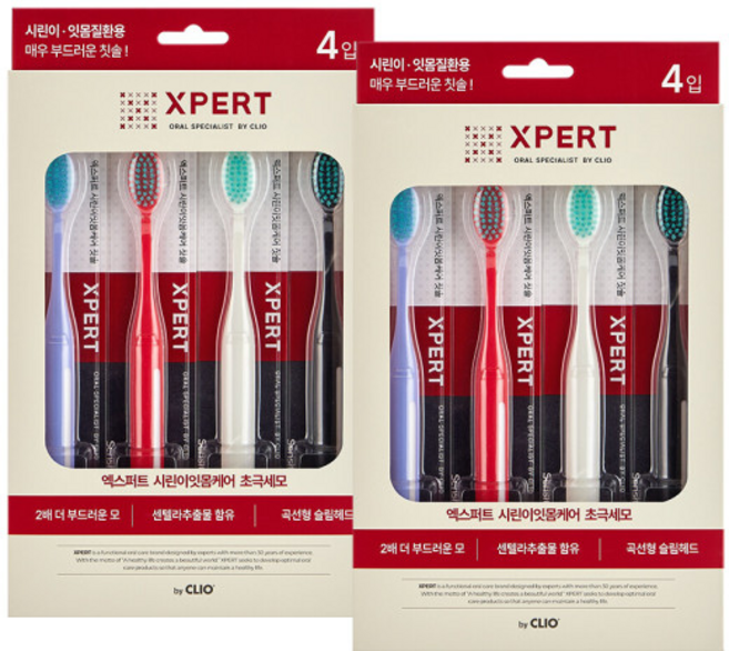 엑스퍼트 초극세모 시린이 잇몸케어 칫솔 4입 2개, 4개입