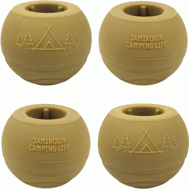 자캠 볼핏(4p 1set) 비브람 볼캡 호환 헬리녹스 체어원 체어투 캠핑의자 발커버 테니스공발커버, 카키, 카키