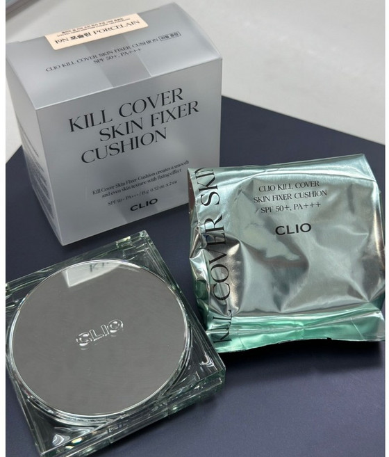 CLIO KILL COVER SKIN FIXER 微粉輕盈氣墊粉餅, 1個, 21N 1殼2芯