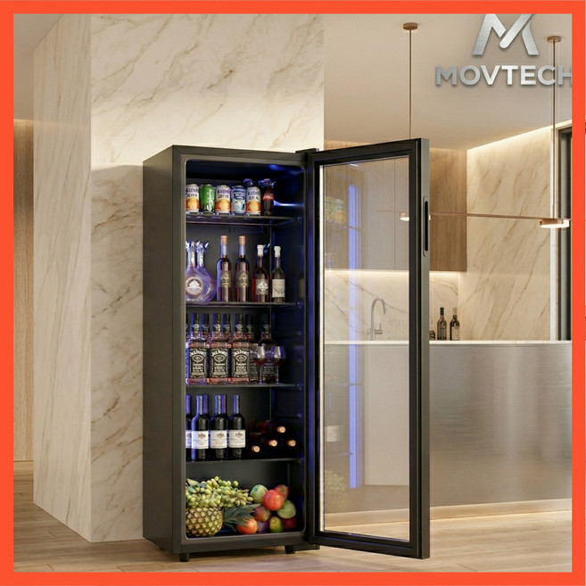 모브테크 저소음 쇼케이스 냉장고 술냉장고 대용량 업소용 가정용, 202L(45x46x122cm)
