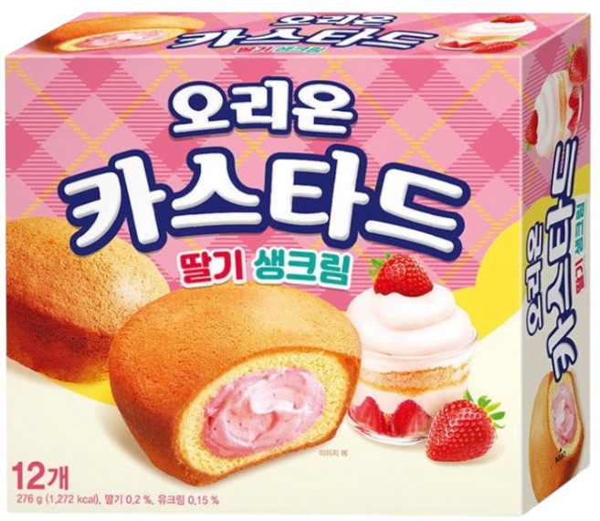 오리온 카스타드 딸기생크림, 276g, 4개