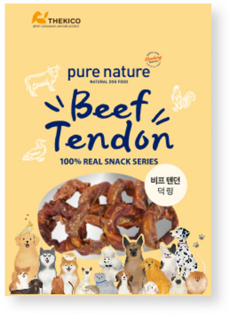비프텐던 소힘줄 소고기 닭고기 오리 개껌, 175g, 덕 링