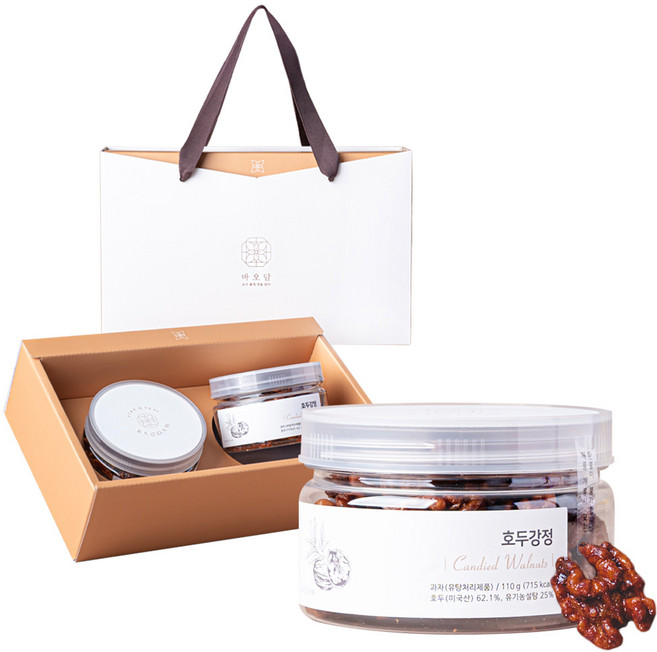 바오담 호두강정 답례품 호두정과 견과류 추석 명절 선물 세트, 1세트, 220g